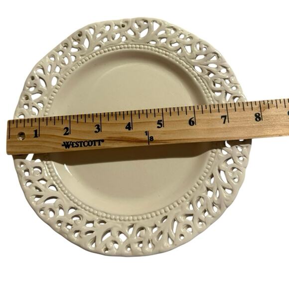 ND Exclusive 7.5” Open Lace Salad Plates Cream China Replacement Set of 2 - Picture 2 of 4